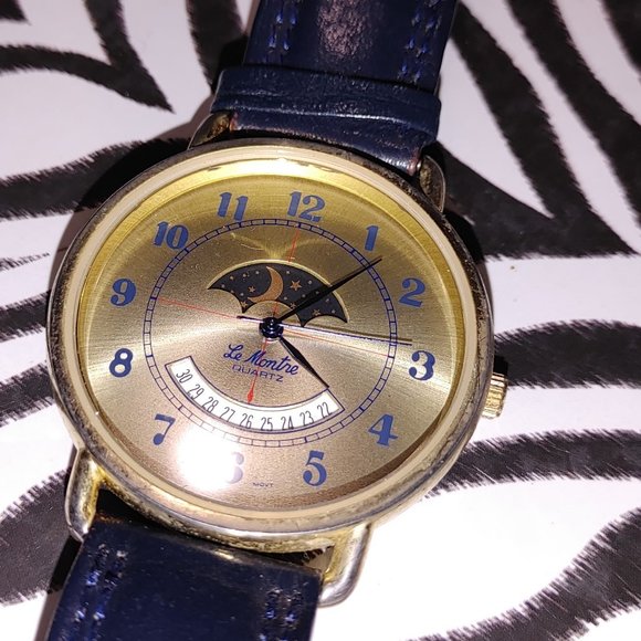Le Montre Quartz Jewelry Vintage Le Montre Quartz Moon Phase Watch